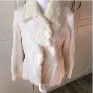 Genuine cream color rex rabbit fur coat!